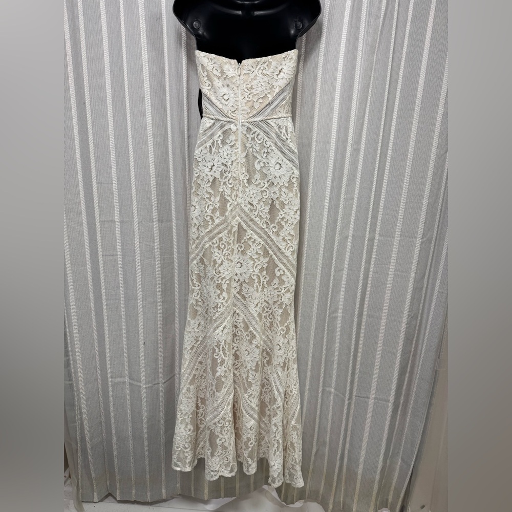 Lulu's Promise My Heart‎ Strapless Lace Dress in Cream Wedding Formal size L NWT - Picture 9 of 16